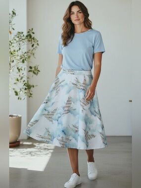 Anthropologie Maeve Songbird Cloud Skirt Size 4 A-Line Knee Length Musical Notes